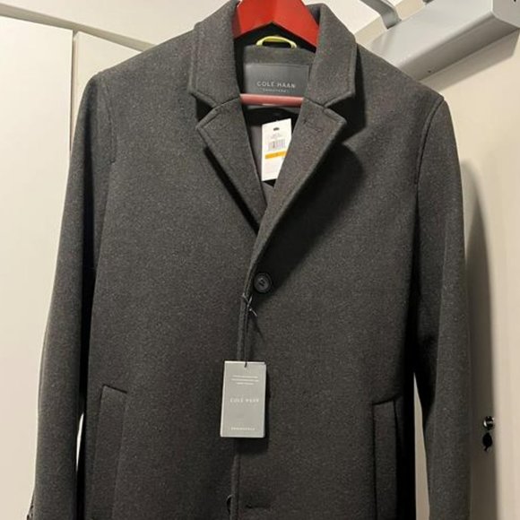 Cole Haan Stretch-Wool Topcoat Men's Small New Black - Picture 1 of 7